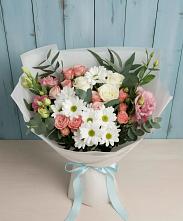 Букет цветов из:  Розы, Лизиантусы и Хризантемы в Перелёшинский