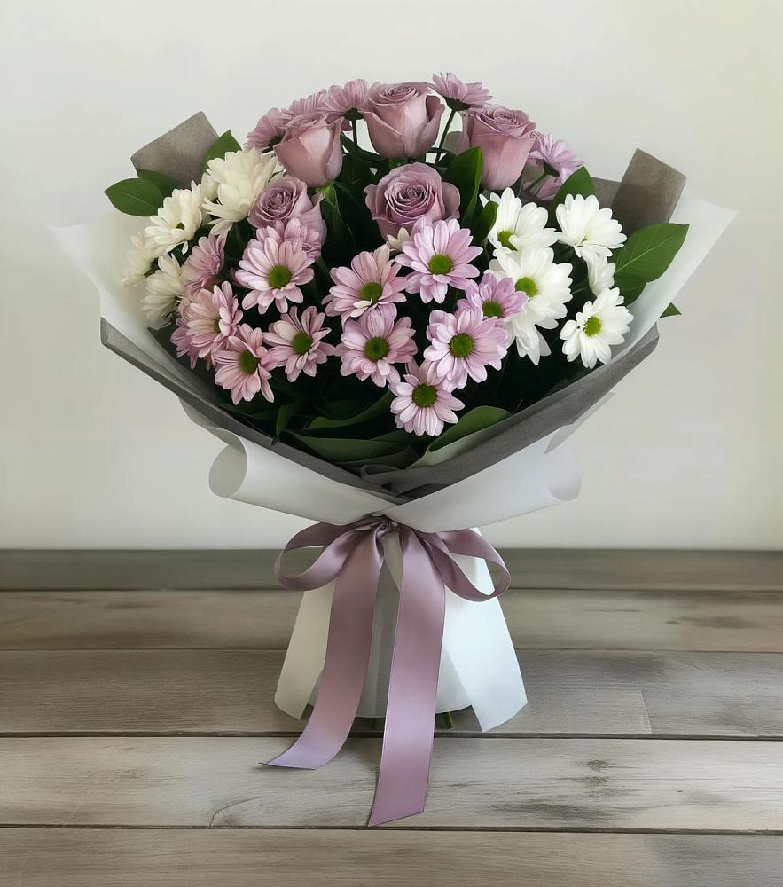 Букет цветов из: Хризантемы и Розы в Перелёшинский