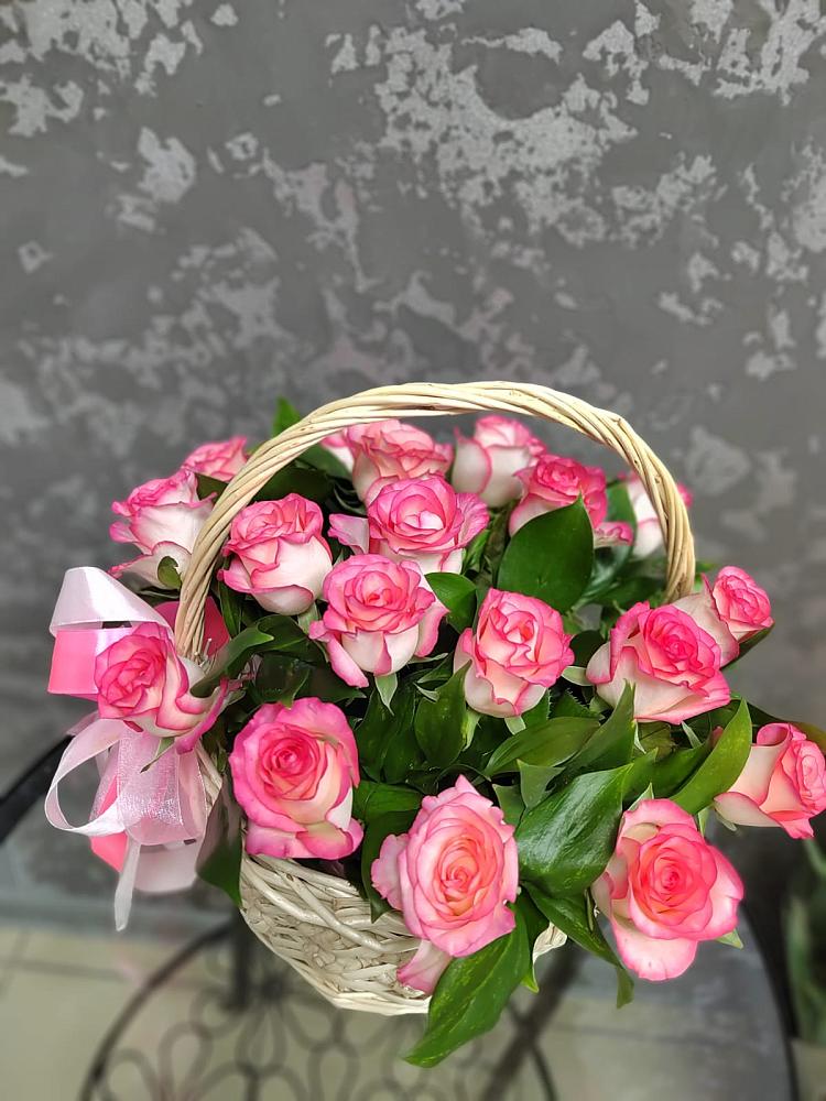 Цветочная композиция из Розы в корзине в Перелёшинский