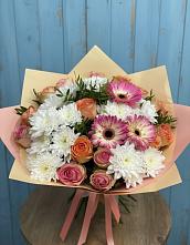 Букет цветов из:  Розы, Герберы и Хризантемы в Перелёшинский