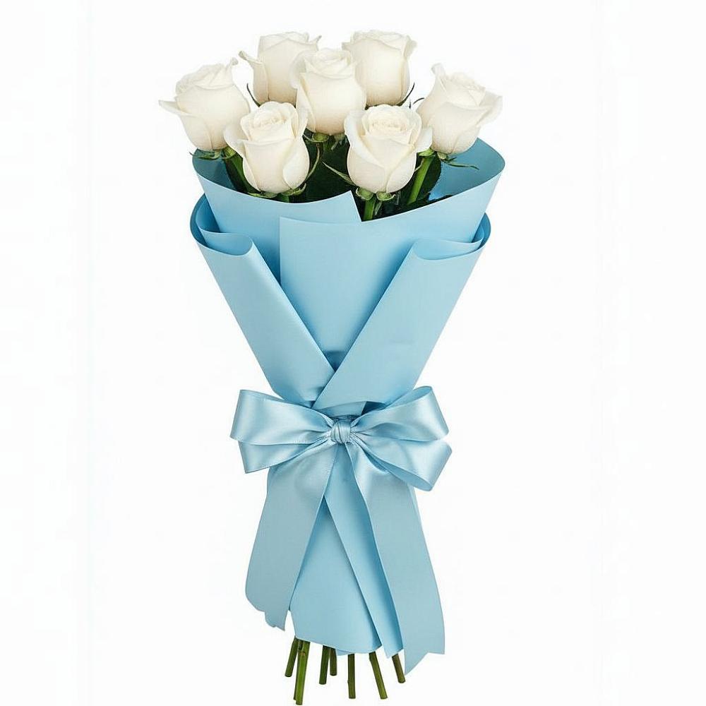 Букет 7 белых роз Проуд в Перелёшинский