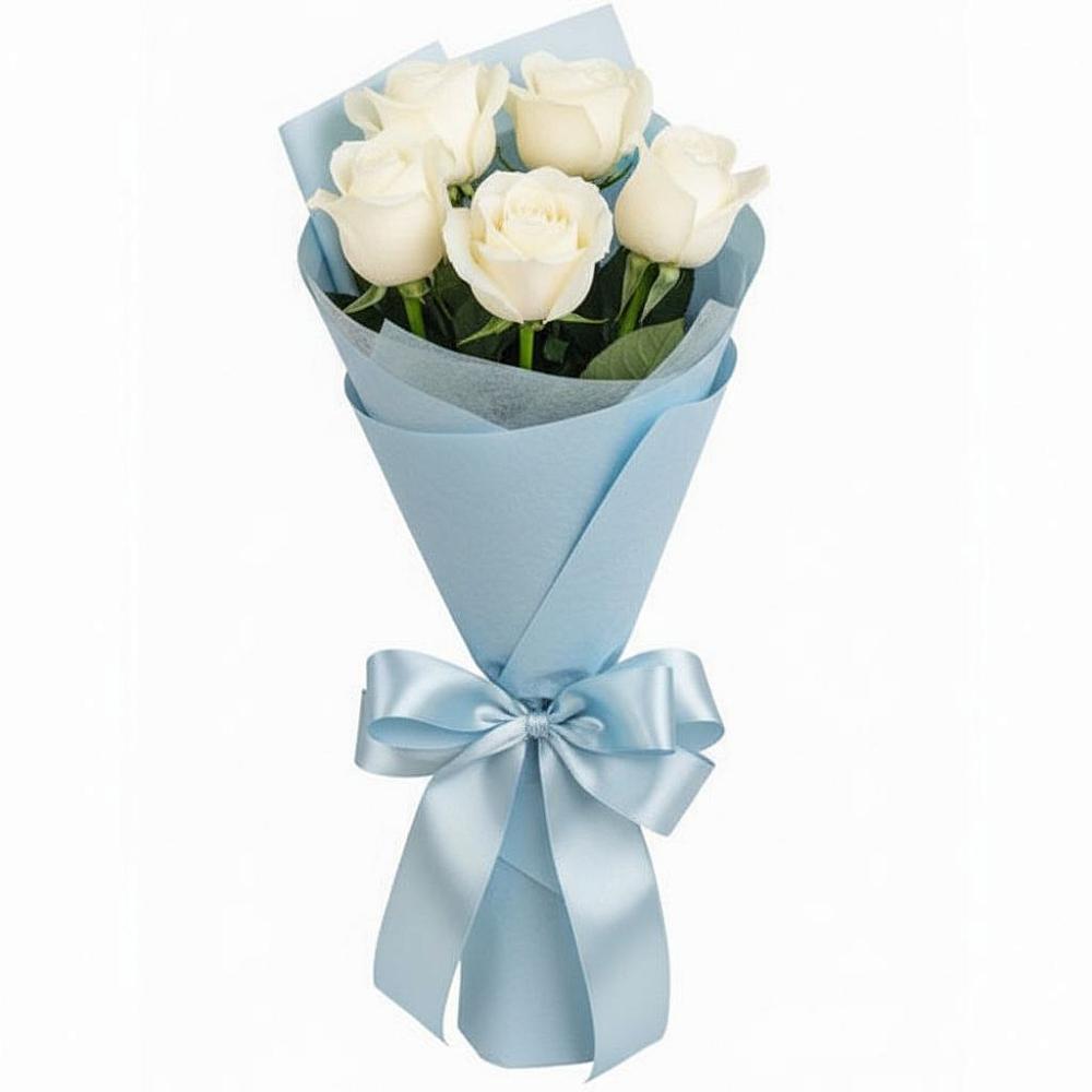Букет 5 Белых роз Проуд в Перелёшинский