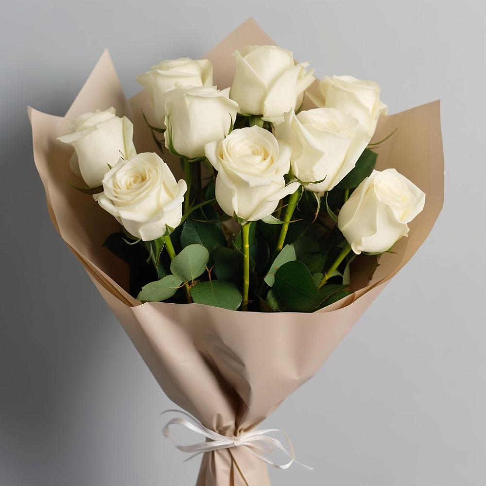 Букет 9 Белых роз Эдлесс Лав в Перелёшинский