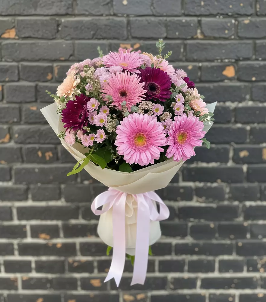 Букет цветов из: Герберы и Хризантемы в Перелёшинский