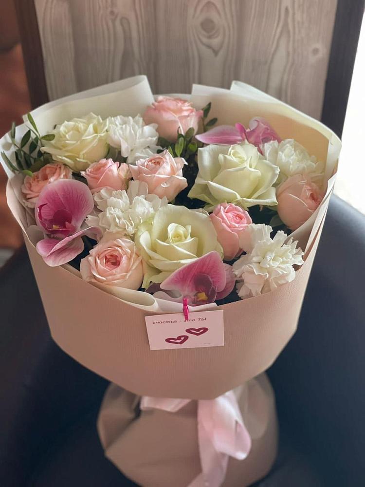 Букет цветов из: Орхидеи, Розы и Гвоздики в Перелёшинский