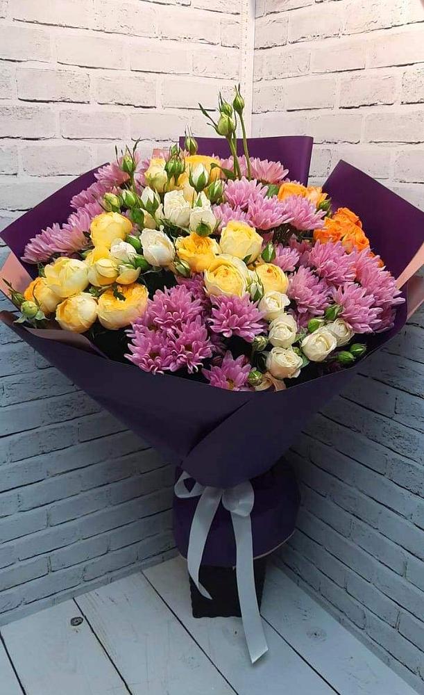 Букет цветов из: Хризантемы и Розы в Перелёшинский