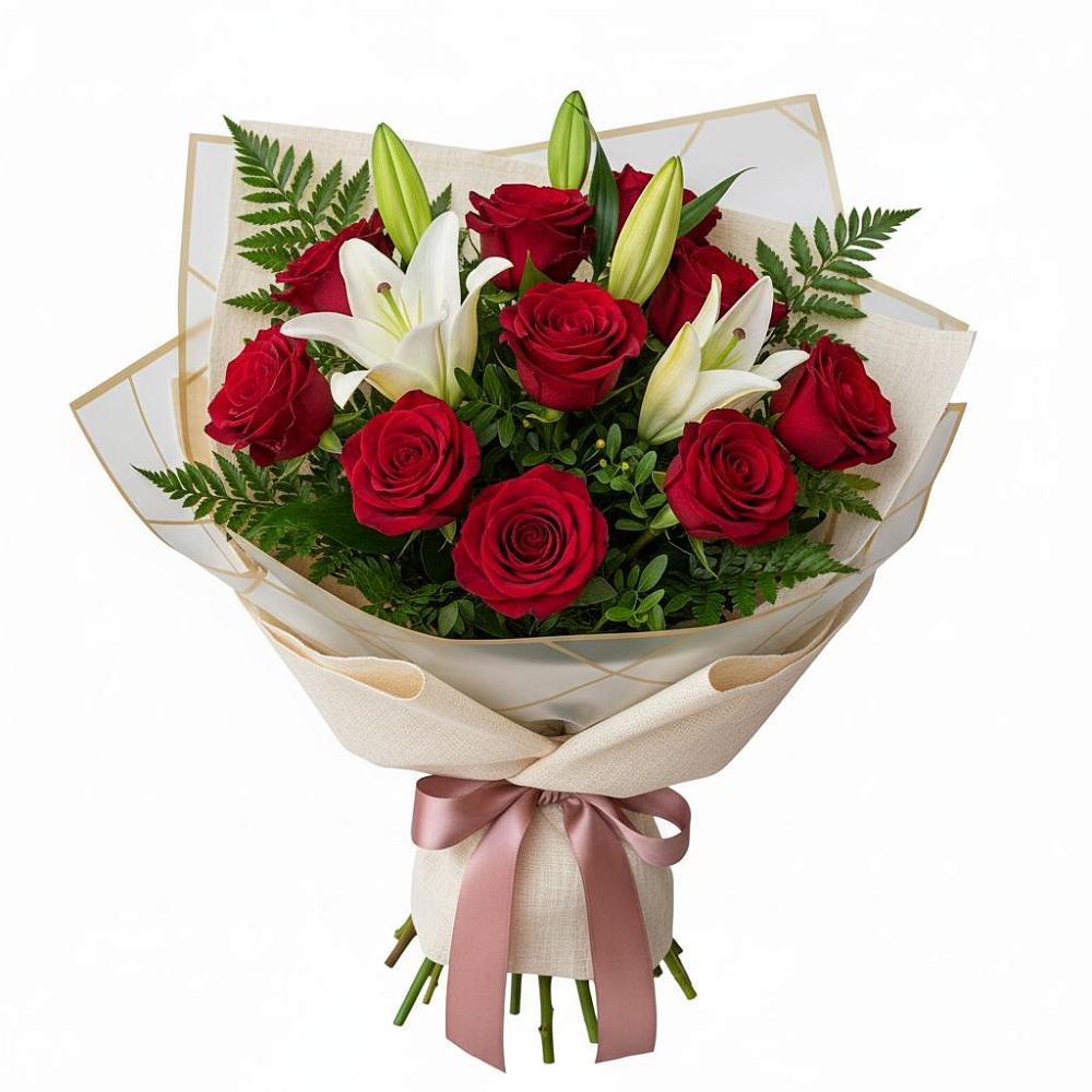 Букет цветов из: Лилии и Розы в Перелёшинский