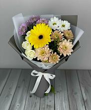 Букет цветов из:  Розы, Герберы и Хризантемы #REPLACE_PRED# Перелёшинский