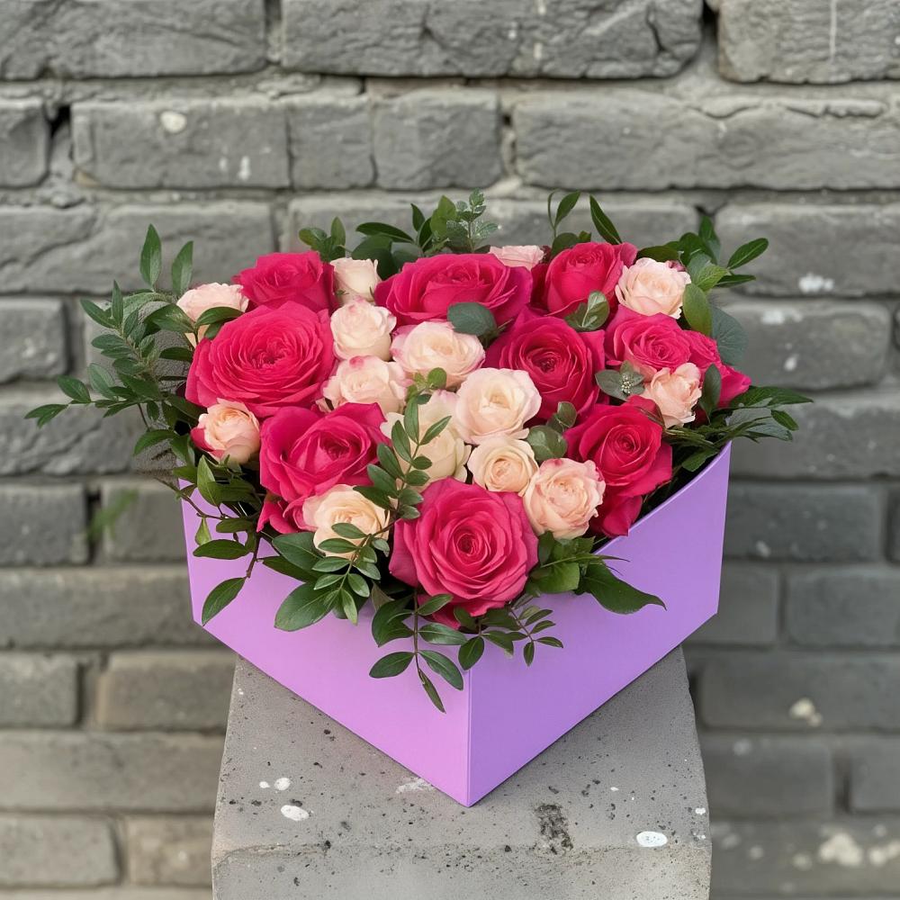 Цветочная композиция из Розы в коробке в Перелёшинский