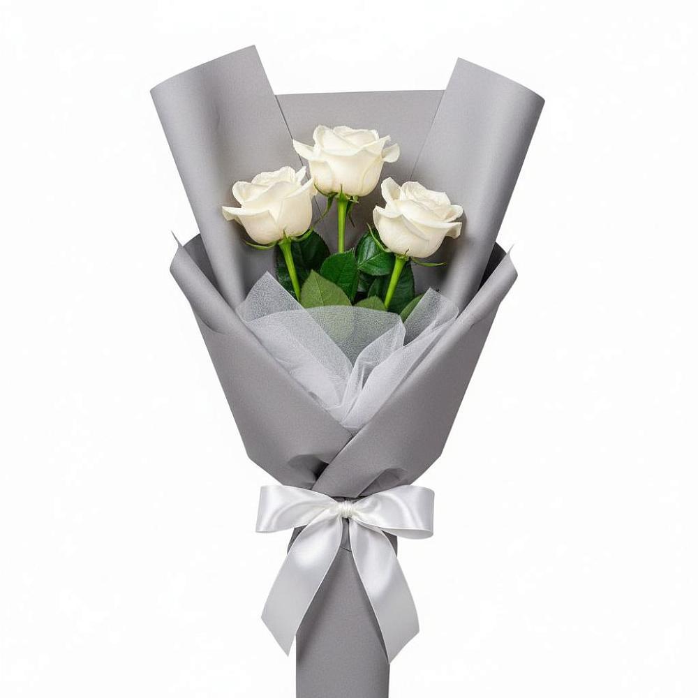 Букет 3 белые розы в Перелёшинский