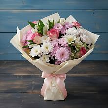 Букет цветов из:  Хризантемы, Альстромерии и Розы в Перелёшинский