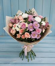 Букет цветов из:  Хризантемы, Розы и Альстромерии в Перелёшинский