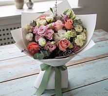 Букет цветов из:  Розы, Лизиантусы и Гвоздики в Перелёшинский