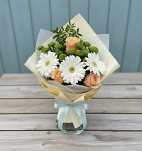 Букет цветов из:  Герберы, Розы и Хризантемы #REPLACE_PRED# Перелёшинский