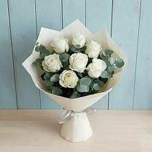 Букет Белые розы в Эвкалипте #REPLACE_PRED# Перелёшинский