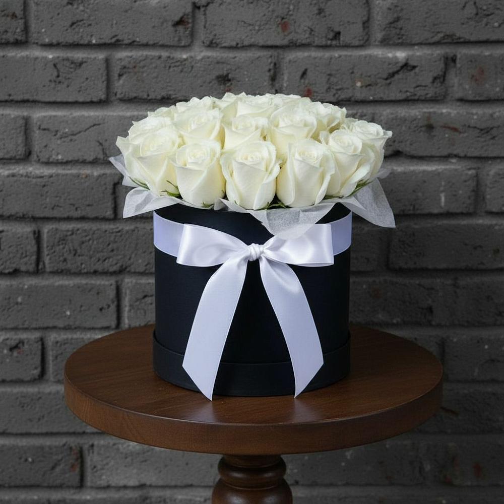 Цветочная композиция из Розы в шляпной коробке в Перелёшинский