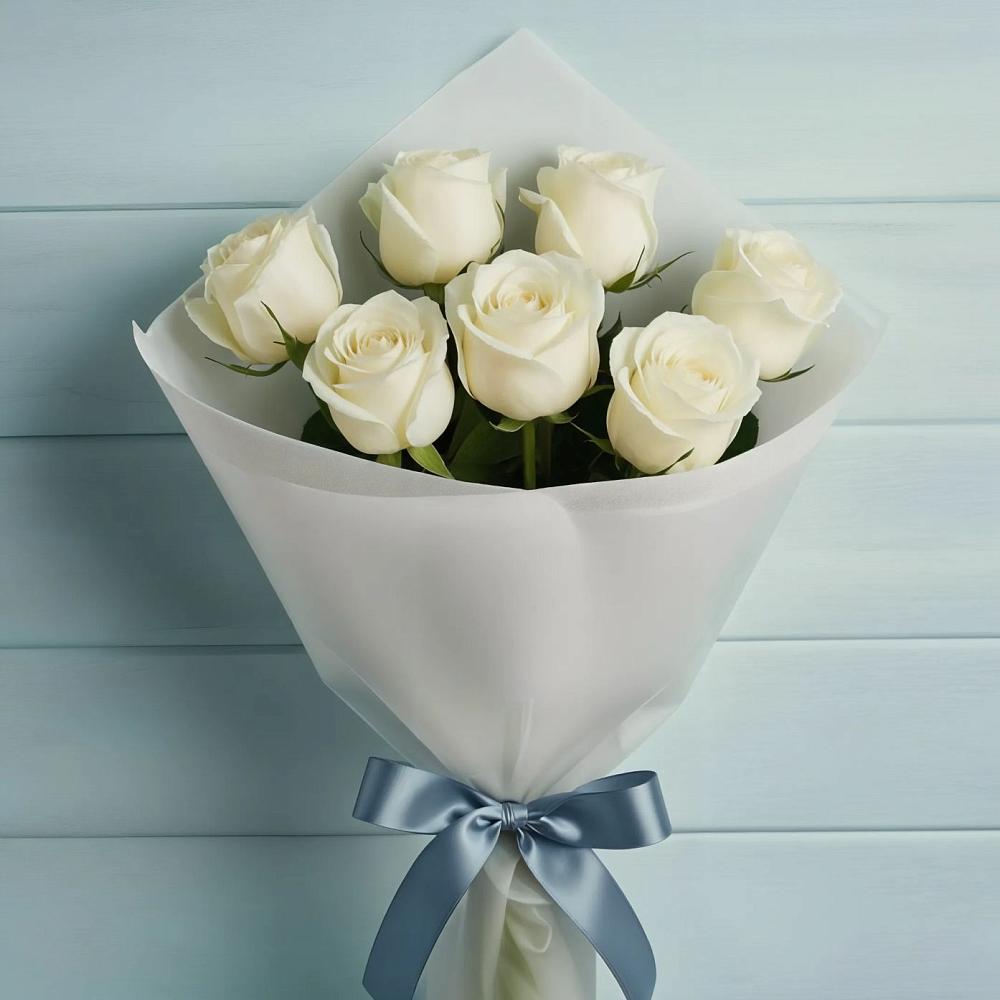 Букет 7 Белых роз Эдлесс Лав в Перелёшинский