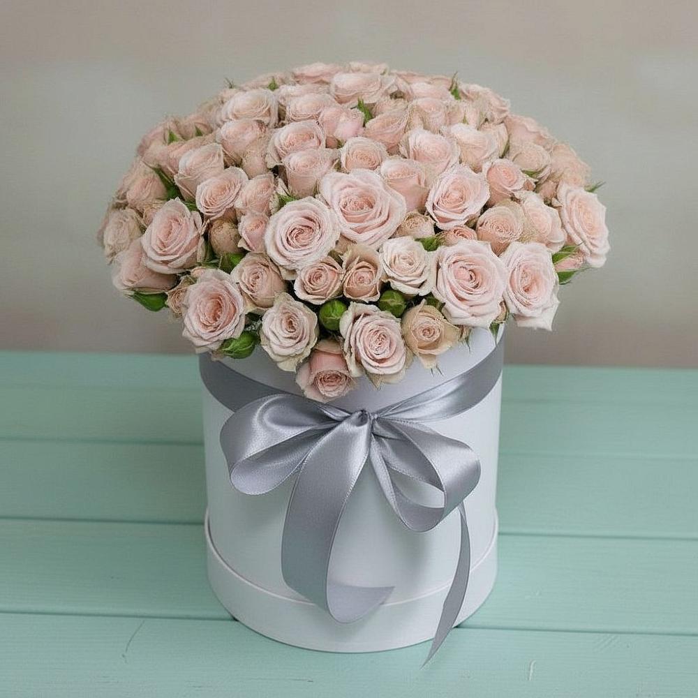 Цветочная композиция из Розы в шляпной коробке в Перелёшинский